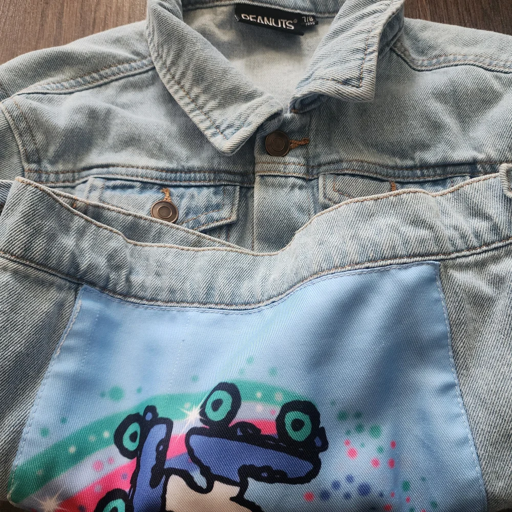 Peanuts Blue Jean Jacket with Cartoon Graphic